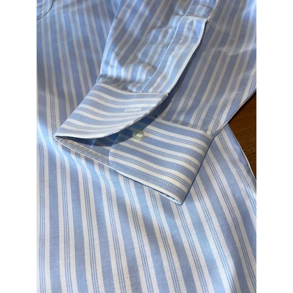 Mens Brooks Brothers White Blue‎ Long Sleeve Supima Cotton Button Down 17-35 - Picture 8 of 10